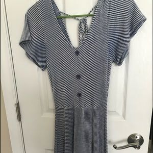Blue and white striped dress